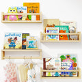 Fixwal Nursery Book Shelves, 16.5 Inch Floating Nursery Bookshelves, Set Of 4, Solid Wood Wall Mounted Shelves For Books And Toys Storage (Natural Wood)