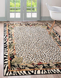 Unique Loom Wildlife Collection Animal Inspired with Cheetah Bordered Design Area Rug, 3 ft 3 in x 5 ft 3 in, Ivory/Black