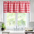Hiasan Buffalo Plaid Curtains Valances For Windows - Red And White Christmas Semi Sheer Checkered Rod Pocket Valance For Living