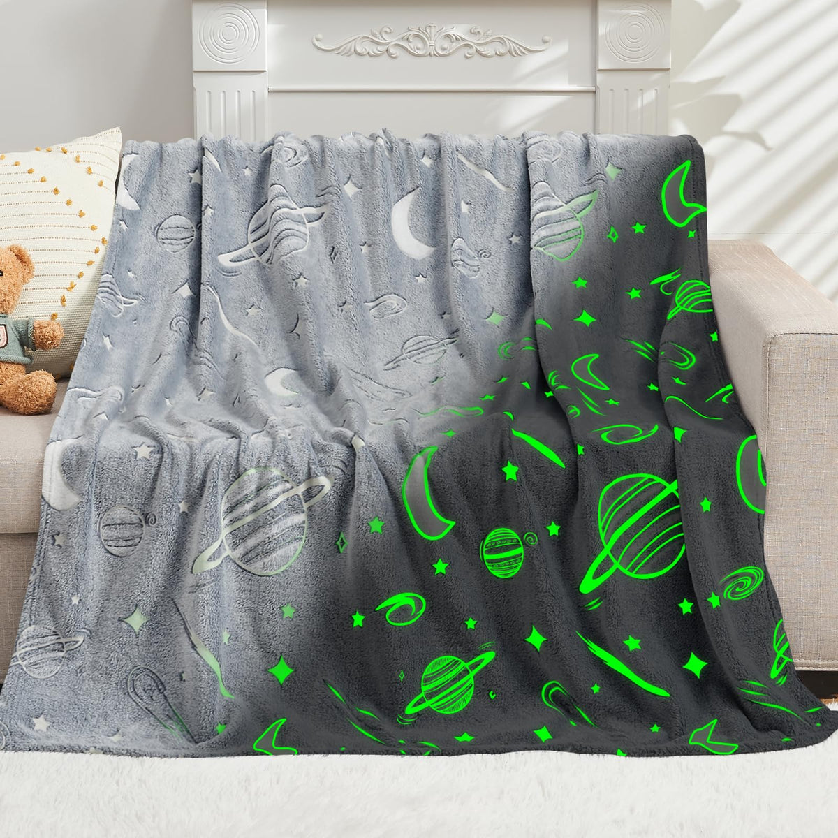 Inhand Glow In The Dark Stars Blanket For Girls Boys Cute Kids Throw Blanket Funny Space Moon Galaxy Blanket Gaming Room Decor T