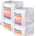 Sadnyy 6 Pcs Clear Storage Bags with Zippers Foldable Clothes Containers Case Plastic Organizer Large Sweater Storage Bins with 