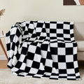 Bedelite Checkered Throw Blanket For Couch And Bed, Luxurious Fleece Blanket With Checkerboard Grid Home Decor, Soft Cozy Black