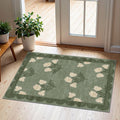 Othilic Front Door Mat Indoor Entrance - 2x4.3 Ft Floral Washable Layered Doormat Outdoor Entrance Porch Rug Non-Slip Sage Green