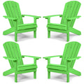 Yefu Adirondack Chairs Set Of 4 Weather Resistant-Lime, Plastic, Modern Poly Lumber Outdoor Chairs Like Real Wood, Widely Used In Outdoor, Patio, Porch, Outside, Fire Pit Garden, Campfire Chairs