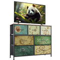 WLIVE Dresser TV Stand, Entertainment Center with Fabric Drawers, Media Console Table with Metal Frame and Wood Top for TV up to
