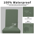 Easy-Going 100% Waterproof Dining Room Chair Cover Set Of 2, Stretch Jacquard Parson Chair Slipcover Removable Washable Chair Protector For Home, Restaurant, Banquet (Large, Grayish Green)