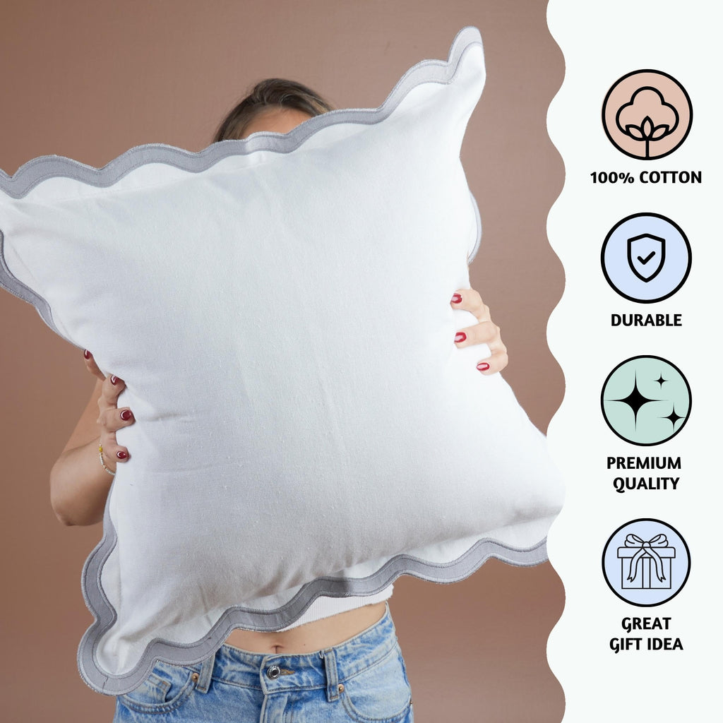 Folkulture Throw Pillow Covers 20X20, Scallop Pillow Cover Set Of 2 Decorative Throw Pillows For Couch, Cute Outdoor Pillows Or