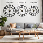 Leike Large Wall Clocks,Silent,Non Ticking,Battery Operated Rustic Round Modern Big Metal Wall Clock For Living Room, Bedroom,Ki