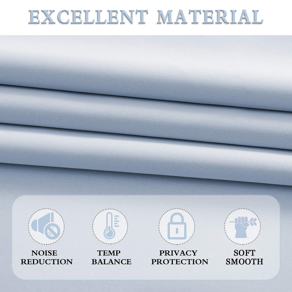Donren Light Blue Cerulean Small Window Curtain Panels For Kitchen - Room Darkening Curtain Tiers For Nursery With Rod Pocket(52