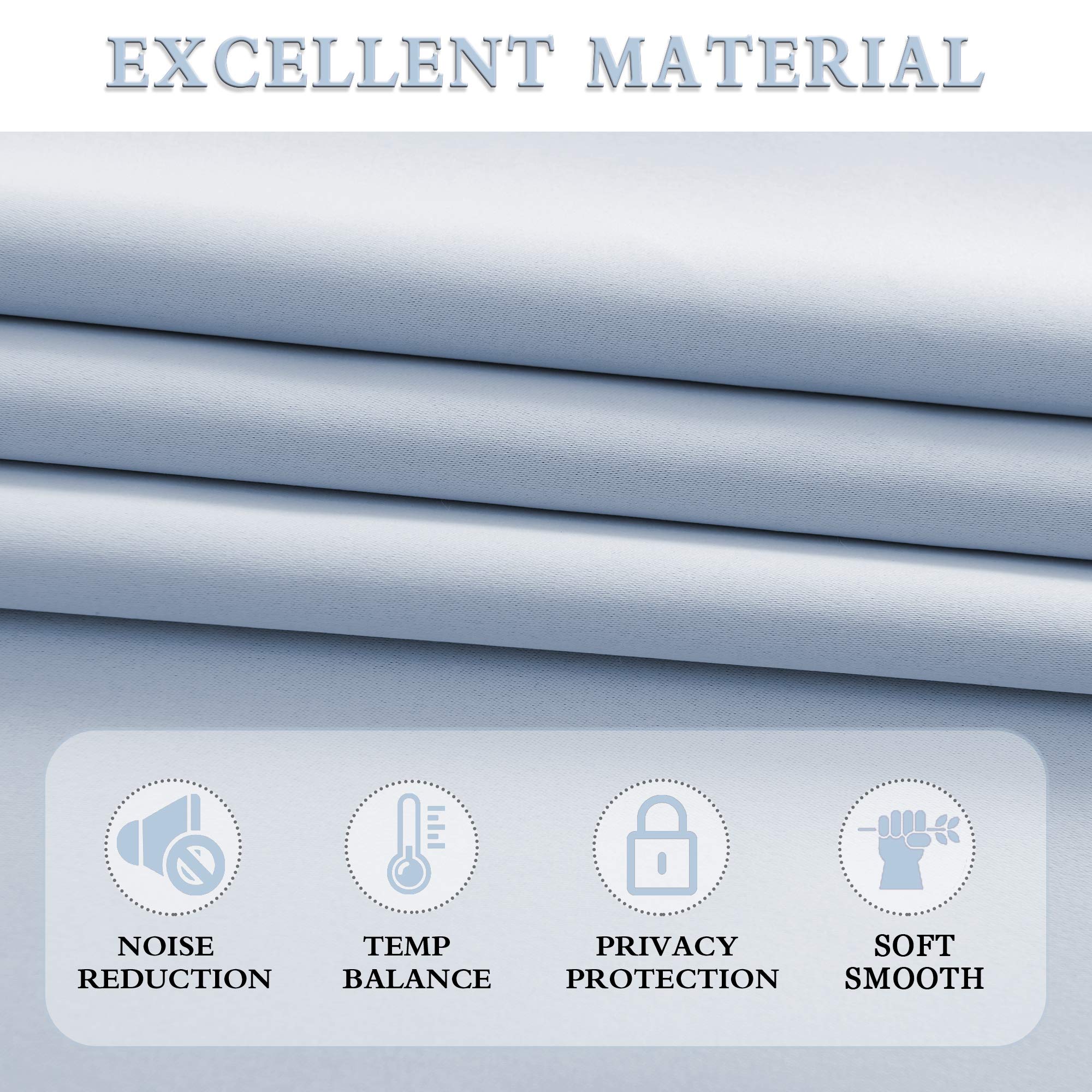 Donren Light Blue Cerulean Small Window Curtain Panels For Kitchen - Room Darkening Curtain Tiers For Nursery With Rod Pocket(52