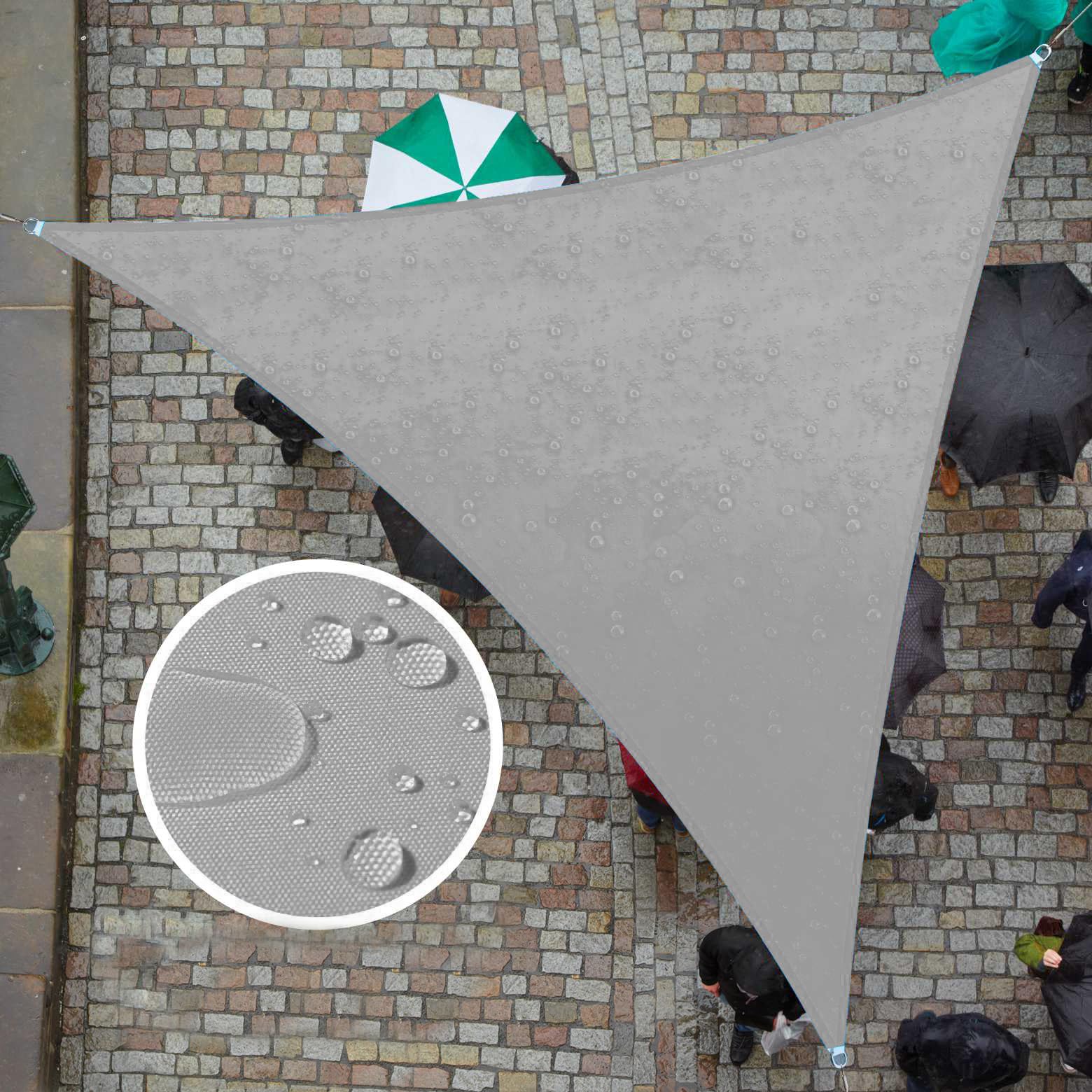 Colourtree 12' X 20' X 23.3' Custom Size Grey Tadt12 Triangle Waterproof Sun Shade Sail Upf50 Canopy Awning Shelter, 95% Uv Bloc