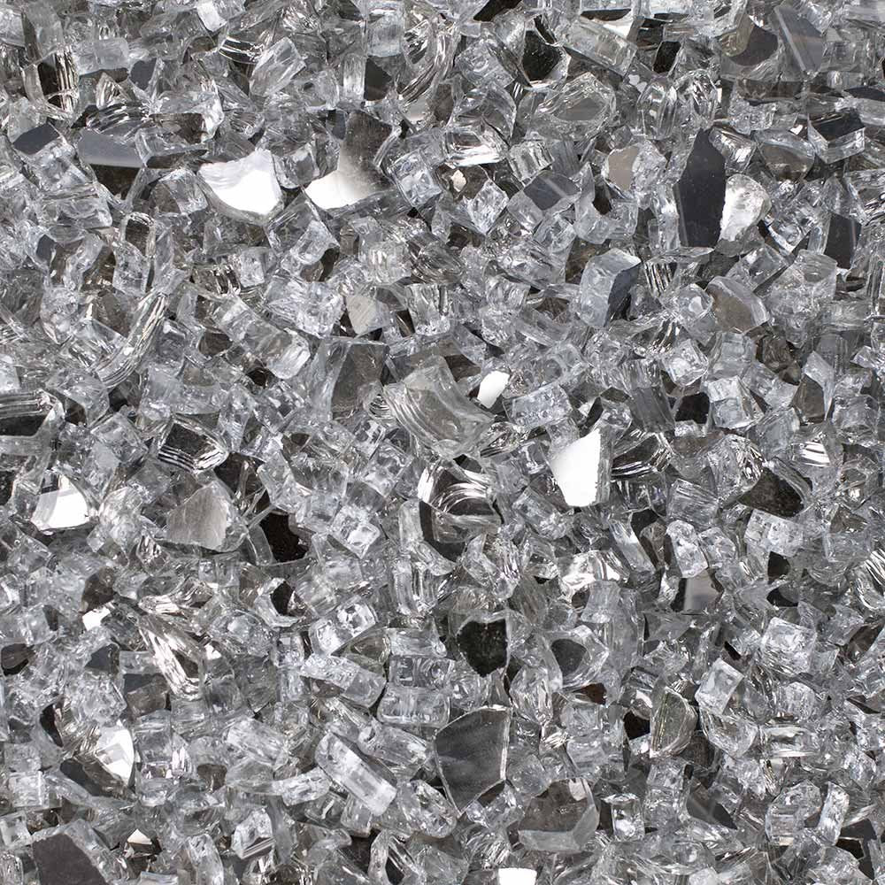High Luster, 1/4' Reflective Tempered Fire Glass In Diamond Starlight, 10 Pound Jar, By Celestial Fire Glass