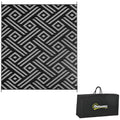 Outsunny Reversible Outdoor Rug, 8' X 10' Waterproof Plastic Straw Floor Mat, Portable Rv Camping Carpet, Large Floor Mat For Backyard, Deck, Picnic, Beach, Black & Gray Geometric