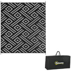 Outsunny Reversible Outdoor Rug, 8' X 10' Waterproof Plastic Straw Floor Mat, Portable Rv Camping Carpet, Large Floor Mat For Backyard, Deck, Picnic, Beach, Black & Gray Geometric