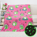 KIVEE Cute Frog Blanket Glow in The Dark Blanket for Girls Frog Gifts for Kids Girls Frog Decor 60''x80''
