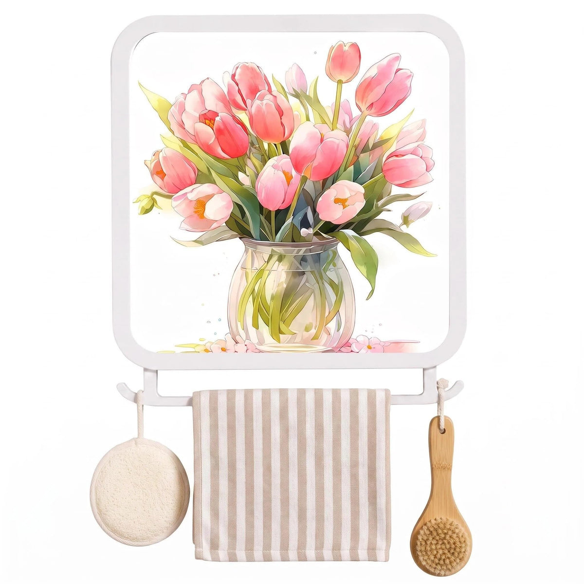 Storage Bins with Lids Mirror Bathroom Wall Folding Storage Rack StickOn