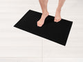 American Soft Linen Bath Rug, 17 in 24 in 100% Cotton Bath Mats Rugs for Bathroom, Non Slip Washable Shaggy Form Area Rugs, Blac