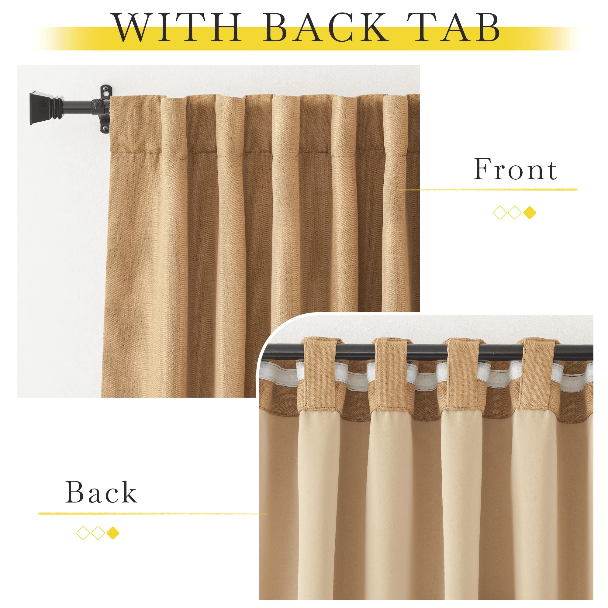 Nicetown Thick Faux Linen Room Darkening Curtains 90 Inches Long, Pinch Pleated Faux Linen Curtains Thermal Insulated Window Tre