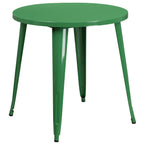 Flash Furniture Jeffrey Commercial Grade 30" Round Green Metal Indoor-Outdoor Table