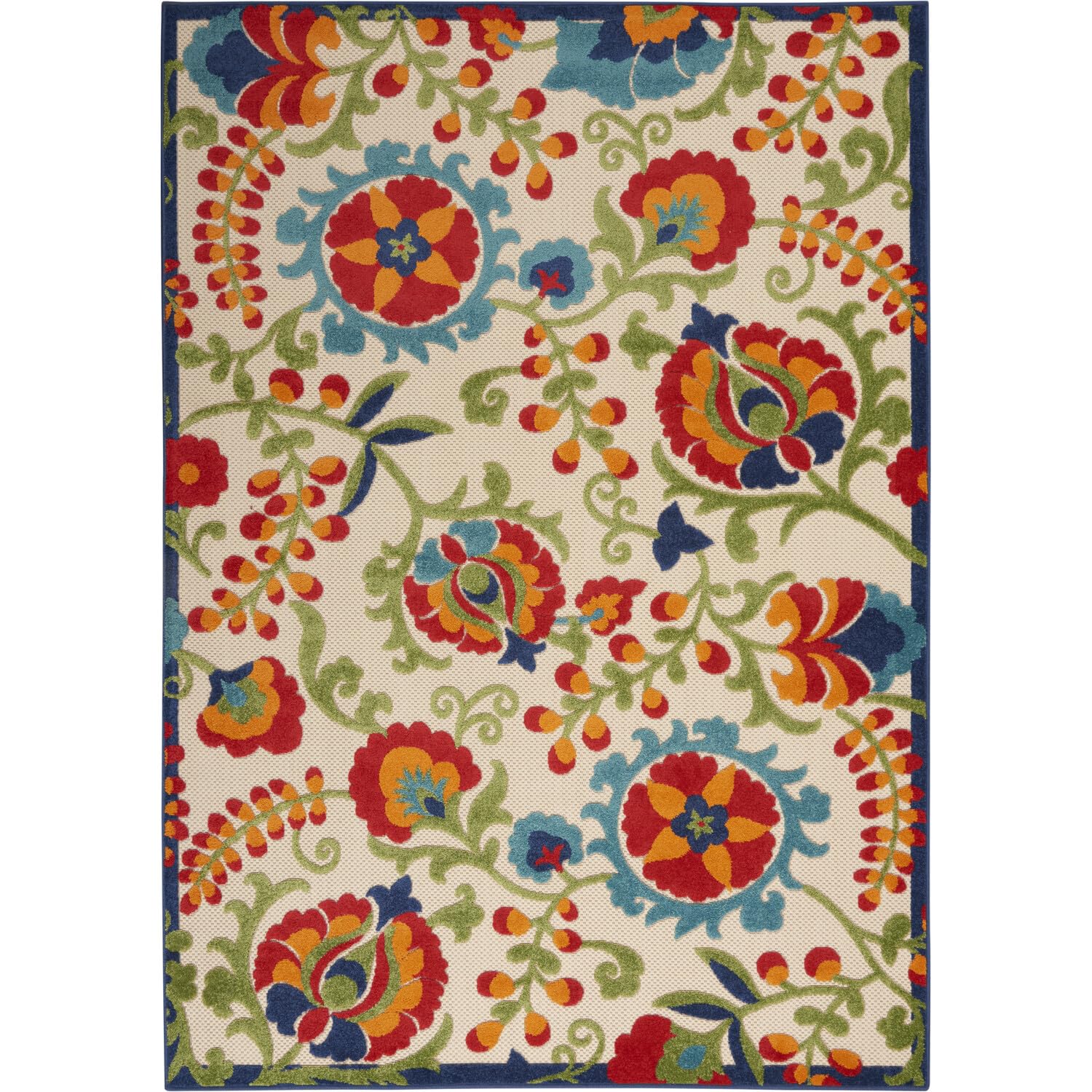 Nourison Aloha Indoor/Outdoor Multicolor 6' X 9' Area Rug, Easy Cleaning, Non Shedding, Bed Room, Living Room, Dining Room, Backyard, Deck, Patio (6X9)