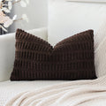 Otostar Corduroy Decorative Throw Pillow Covers 16X24 Inch Super Soft Boho Striped Rectangle Pillow Covers Case Modern Cushion Covers For Sofa Couch Bedroom Car Decor Dark Brown