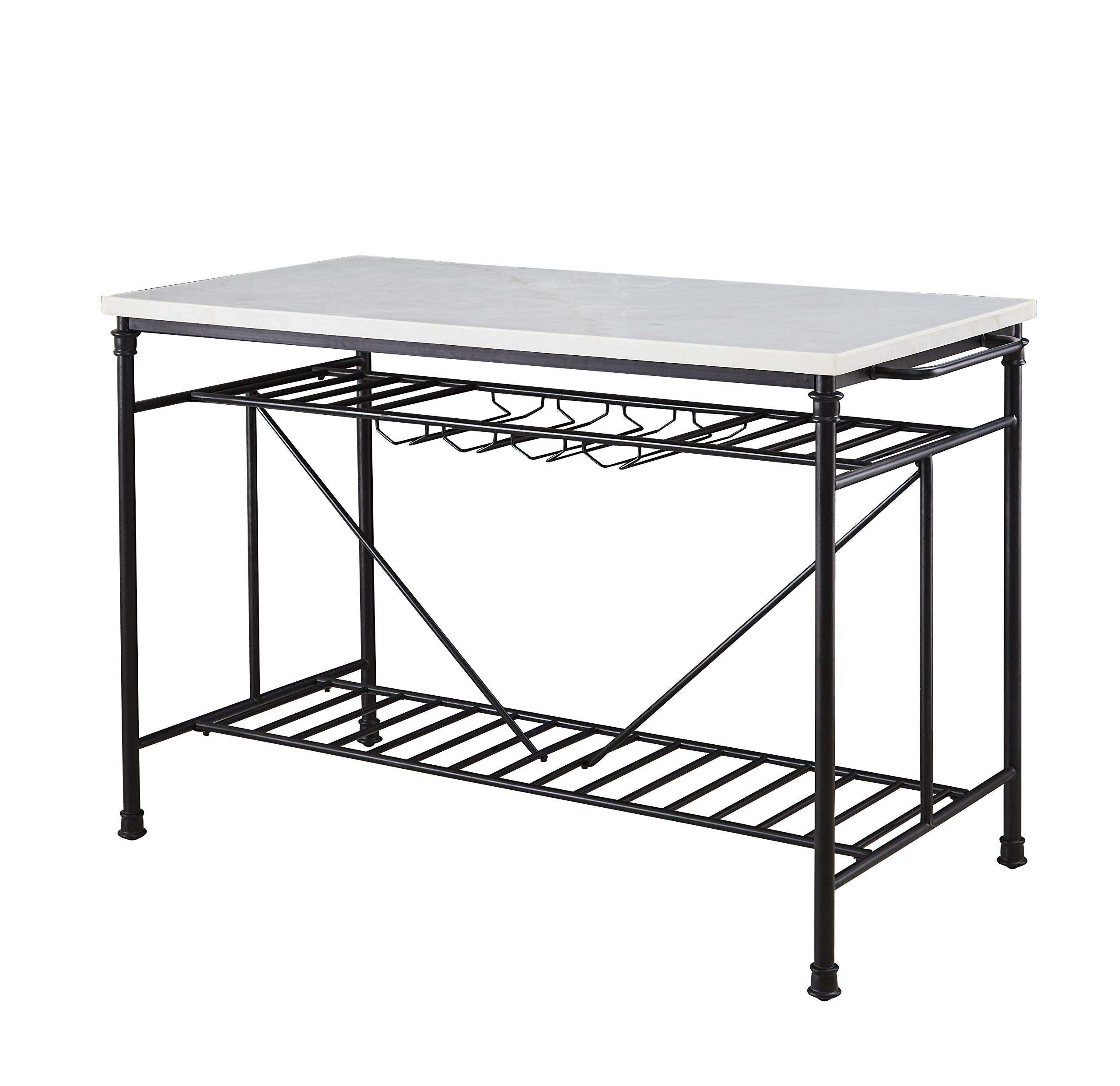 Steve Silver Claire White Marble Top Counter Kitchen Island - Thumbnail 2