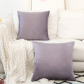 Home Brilliant Large Velvet Throw Pillow Covers Euro Shams For Couch Bench Floor, Set Of 2, 24 X 24 Inches (60Cm), Lilac