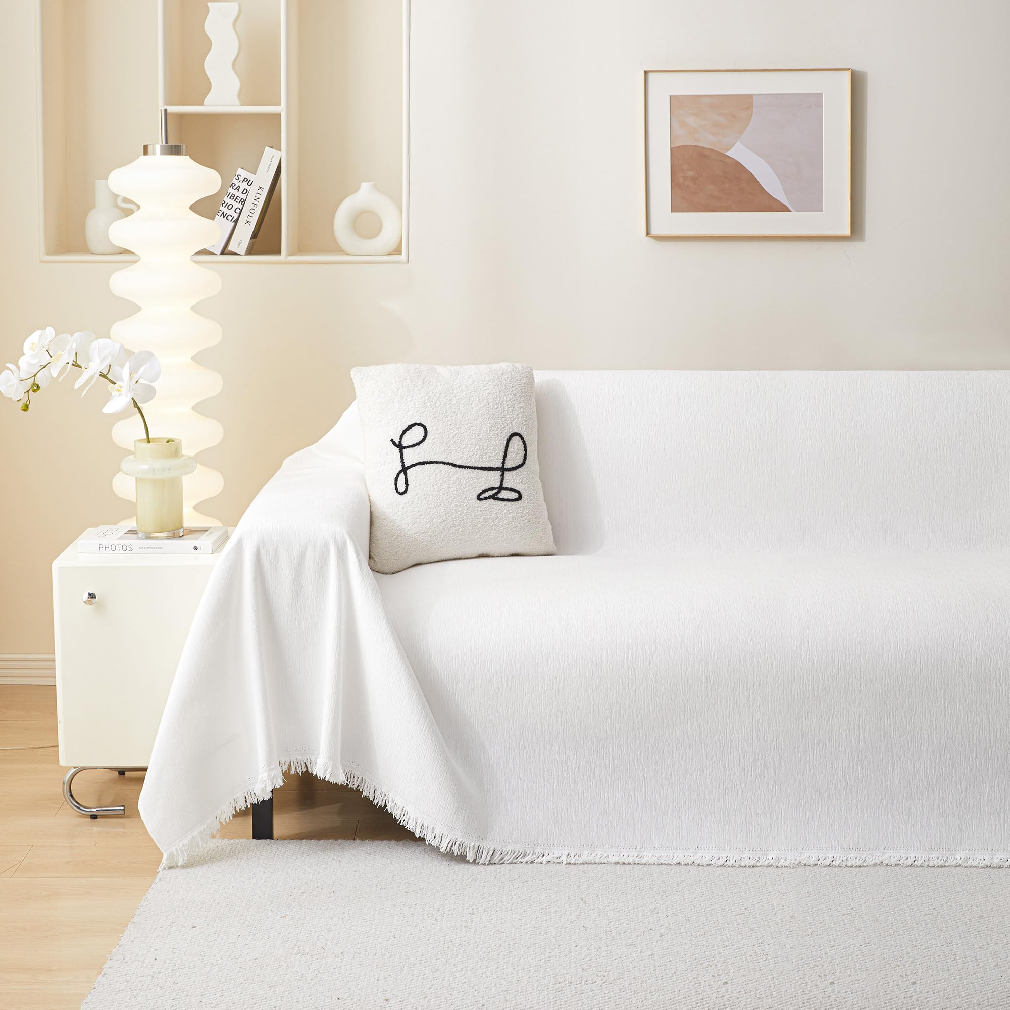 Meetsky Couch Cover Chenille Single Sofa Covers Washable, Use Thick Soft Fabric Couch Cover For Dogs, Multi-Use Decorative Couch