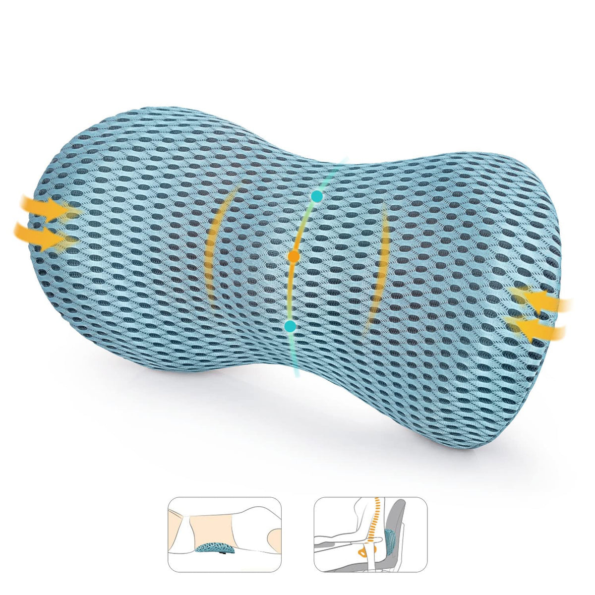 Agokud Lumbar Support Pillow, Back Pillow For Office Chair And Car Seat, Memory Foam Back Support Pillow For Lower Back Pain Rel