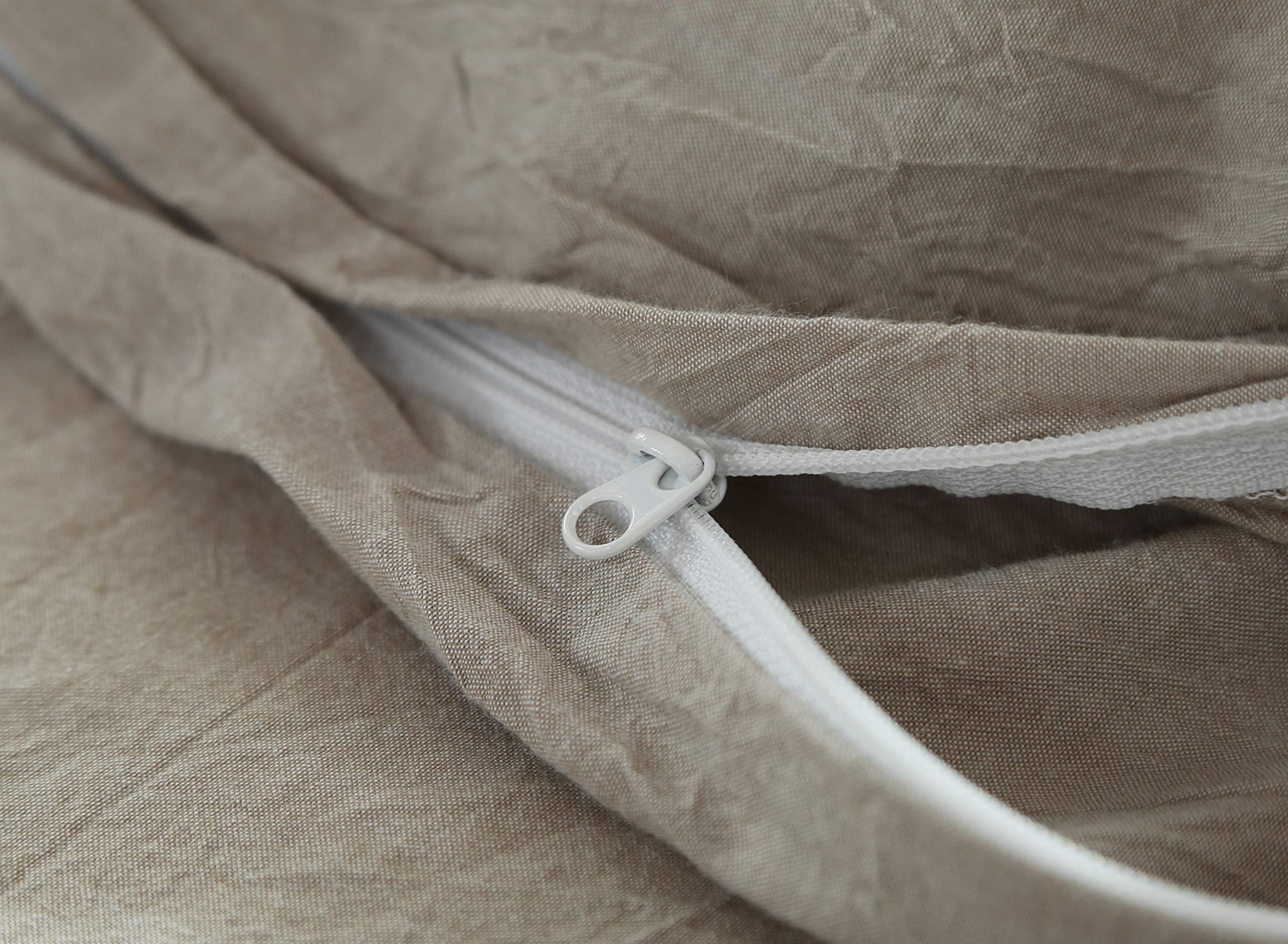 F.Y.Dreams 100% Washed Cotton Duvet Cover For Weighted Blanket 60X80 Inches With 8 Ties, Zipper On Long Side/Khaki/Just Duvet Co