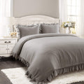 Lush Decor Reyna Ruffle Comforter Set - 3 Piece Cozy Ruffled Bedding Set - Timeless Elegance And Comfort For Bedroom - King, Gra