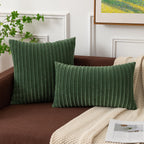 Kevin Textile Pack Of 2 Spring Corduroy Soft Soild Decorative Square Throw Pillow Covers Set Cushion Cases Pillowcases For Sofa Bedroom Car 22 X 22 Inch 55 X 55 Cm Moss Green