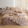 Vm Vougemarket Chic Floral Duvet Cover Queen,Yarn-Dyed Cotton Jacquard Textured Duvet Cover With Bowknot Retro Monet Style Beddi