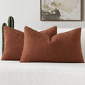 Futei Pack Of 2 Rust Boucle Accent Decorative Throw Pillow Covers,26X26 Inch Soft Solid Textured Euro Pillow Shams,Home Decor Fo