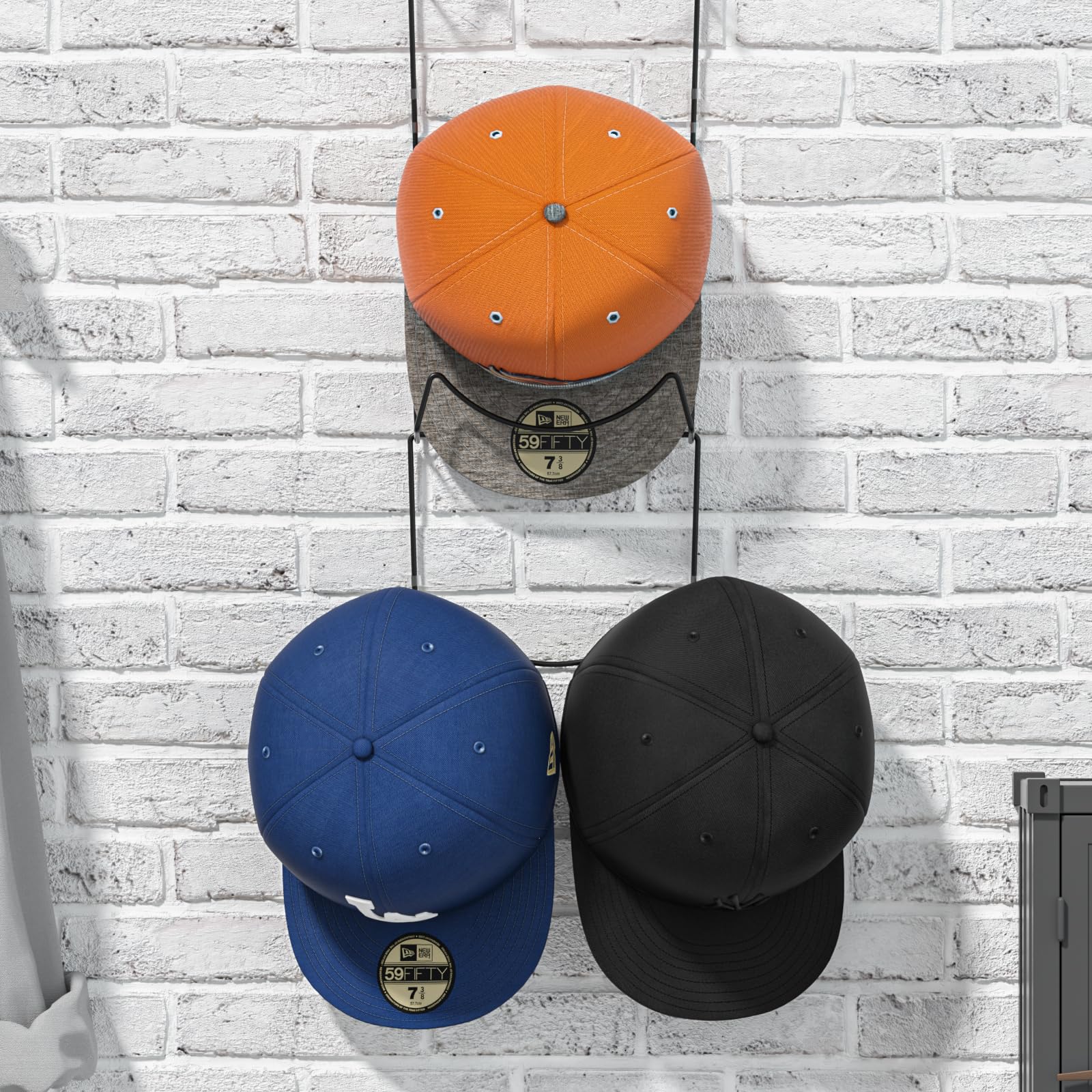 Linfidite 10 Pack Hat Rack Hanger Holder Organizer Flexible Multi Hook Wall Mounted Over Door Baseball Cap Display Storage Rack