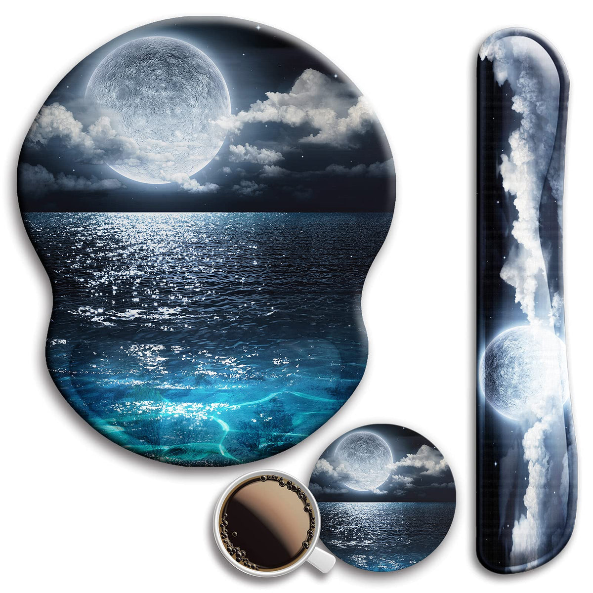 Mouse Pad And Keyboard Wrist Rest Support, With Non-Slip Pu Base,Gel Mouse Pad With Coaster,Pain Relief For Gaming, Computer,Off