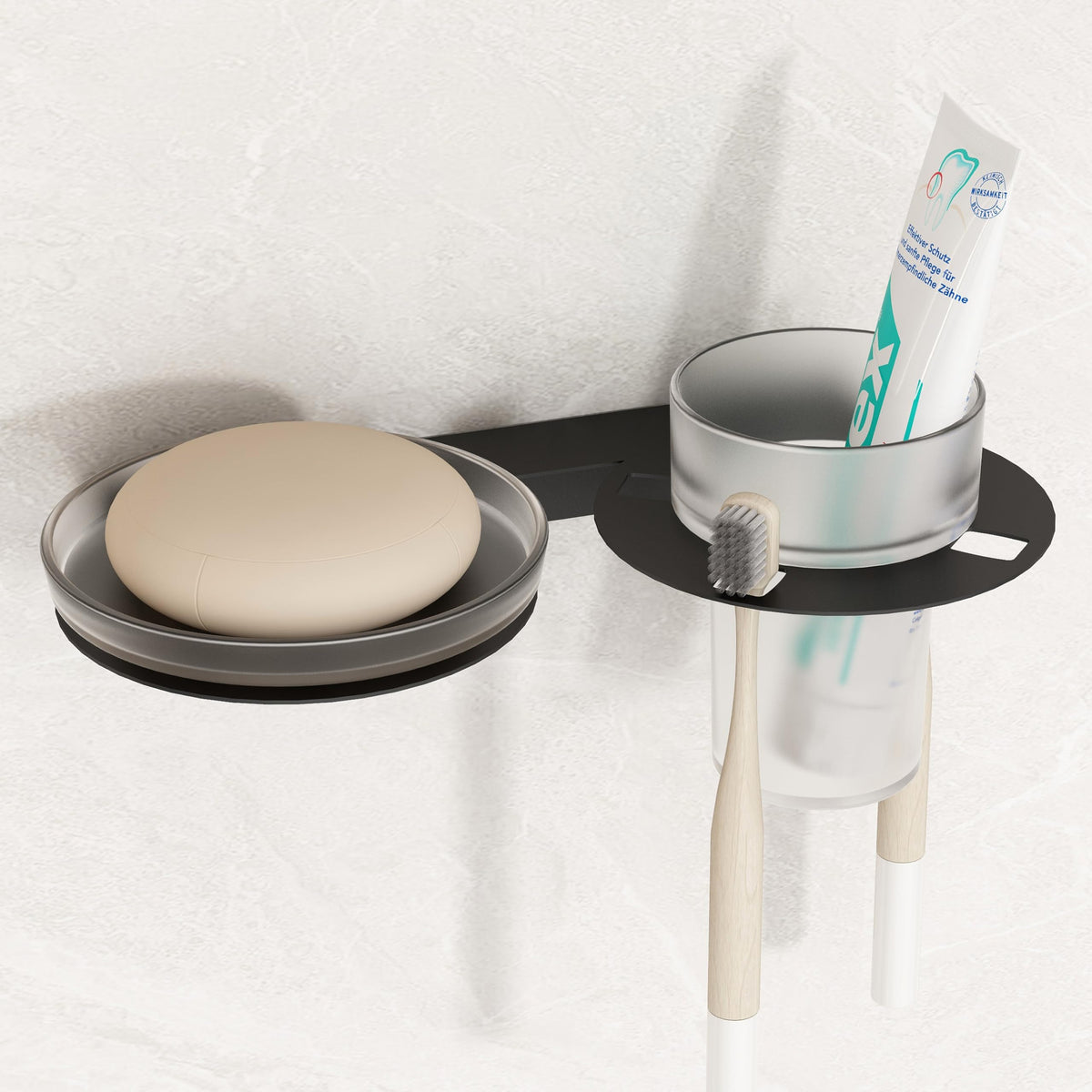 Plantex Soap Dish with Tumbler Holder for Bathroom/Stainless Steel Glass soap Holder wtih Toothbrush Stand/Bathroom Accessories