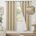 Lajode Faux Linen Blackout Living Room Curtains 72 Inch Long 2 Panels, Textured Black-Out Curtains For Bedroom Light Blocking, B