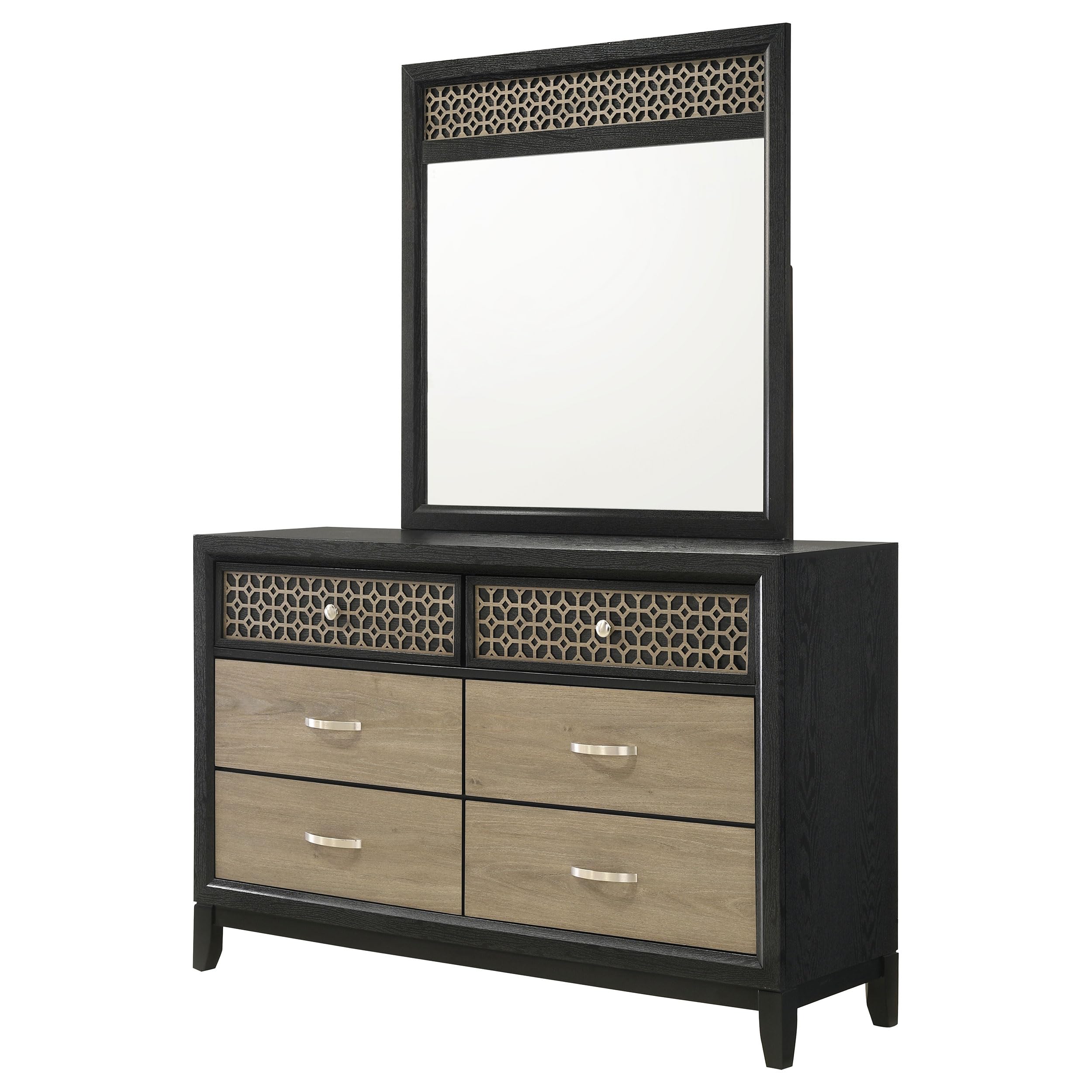 Coaster Home Furnishings Valencia Contemporary 58-inch 6-Drawer Bedroom Dresser with Mirror Bedroom Clothing Storage Cabinet Wide Chest of Drawers Organizer Unit Black 223043M