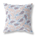 HomeRoots Blue White Pink Broadcloth 20â€ Blue Pink Boho Paisley Indoor Outdoor Throw Pillow