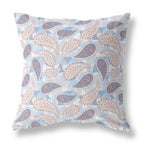 HomeRoots Blue White Pink Broadcloth 20â€ Blue Pink Boho Paisley Indoor Outdoor Throw Pillow