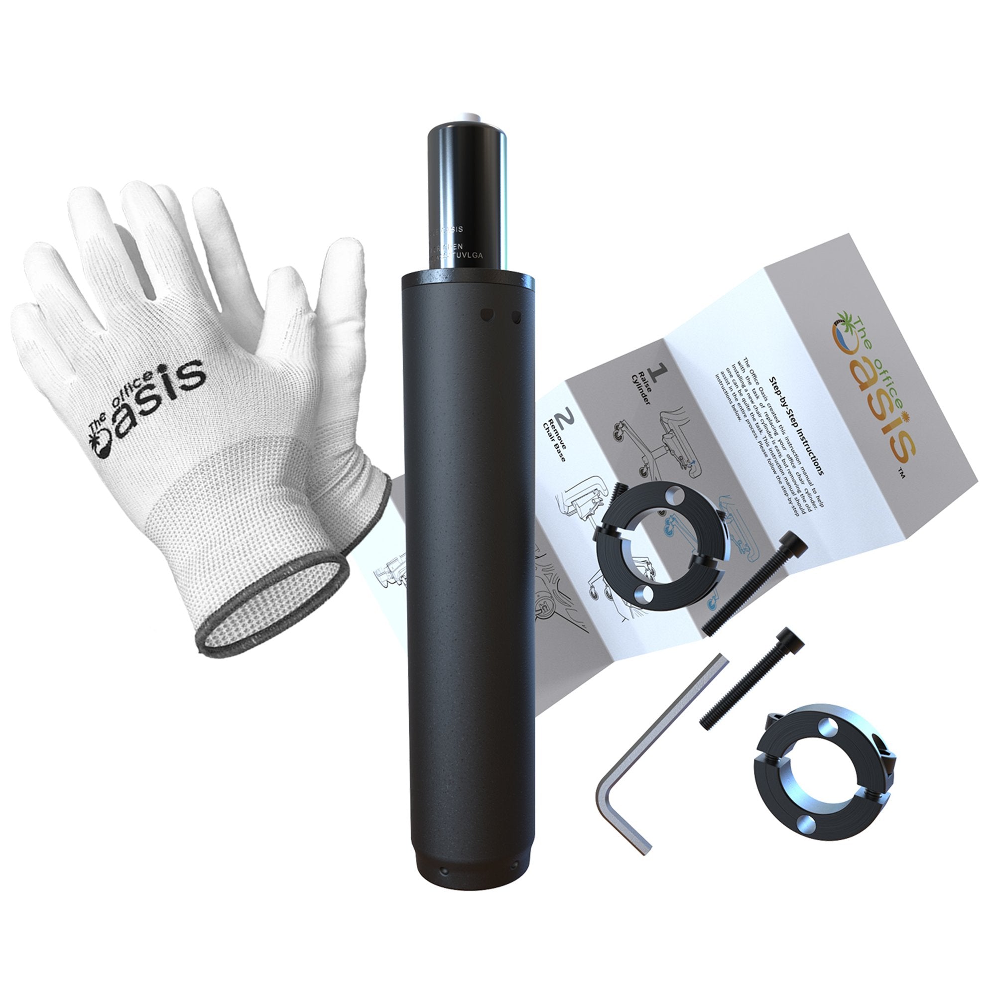 Office Chair Cylinder Replacement With Removal Tool (As Seen On Pbs) - Heavy Duty Pneumatic Gas Lift Piston For Desk Chairs And Gaming Chairs - Universal Fit Black