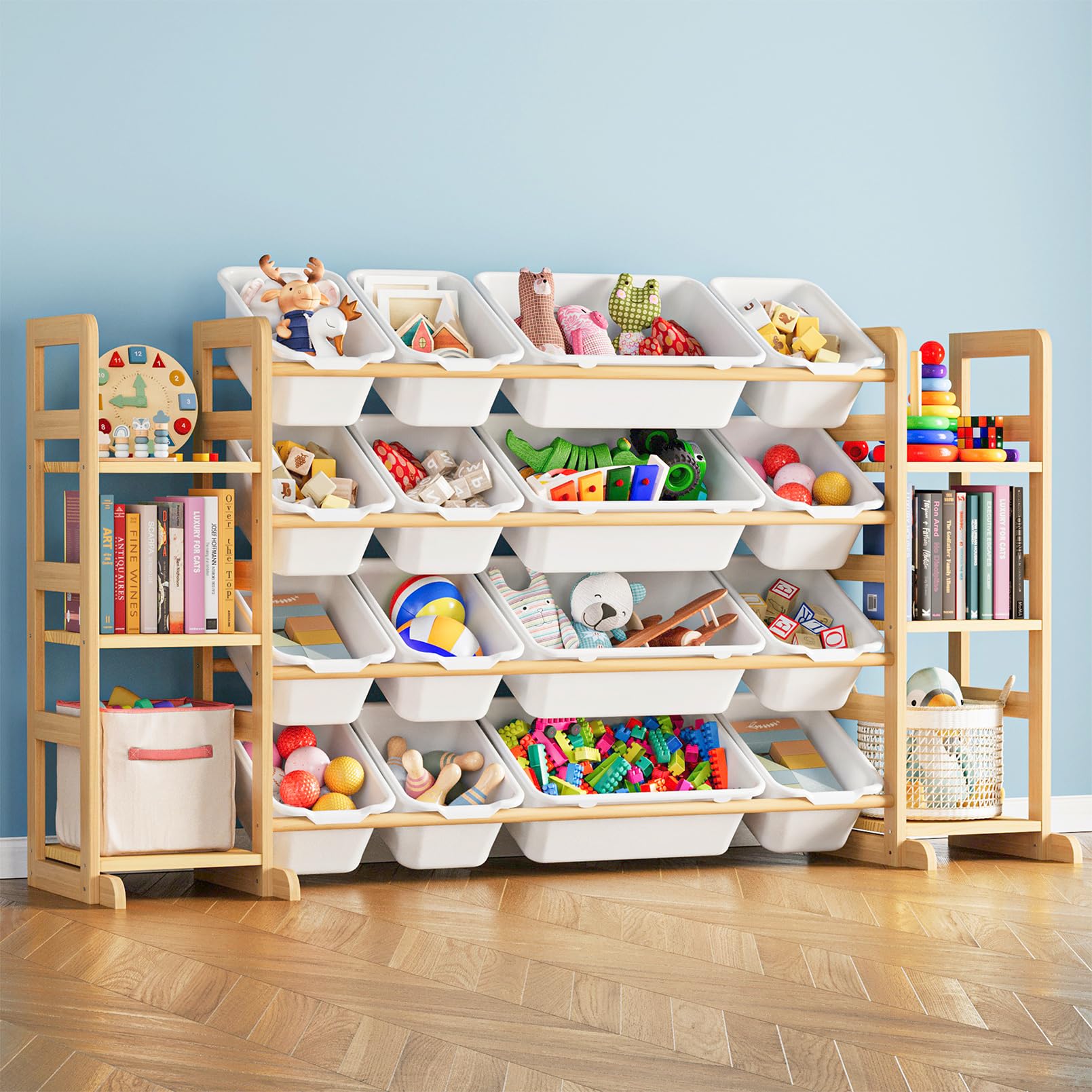 SpaceAid Toy Storage Organizer with 6 Shelves and 16 Bins, Toy Organizers Storage Bookshelf, Kids Bin Shelf Toys Box Bookcase fo