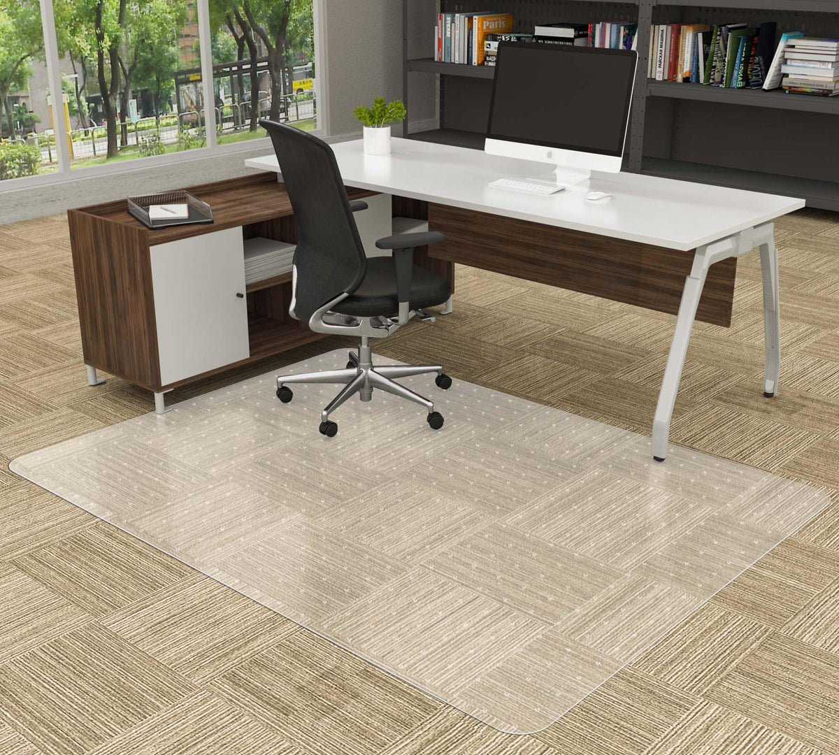 Amyracel Large Office Chair Mat For Carpeted Floors - 46' X 72' Clear Floor Mat For Office Chair On Low Pile Carpets, Easy Gli