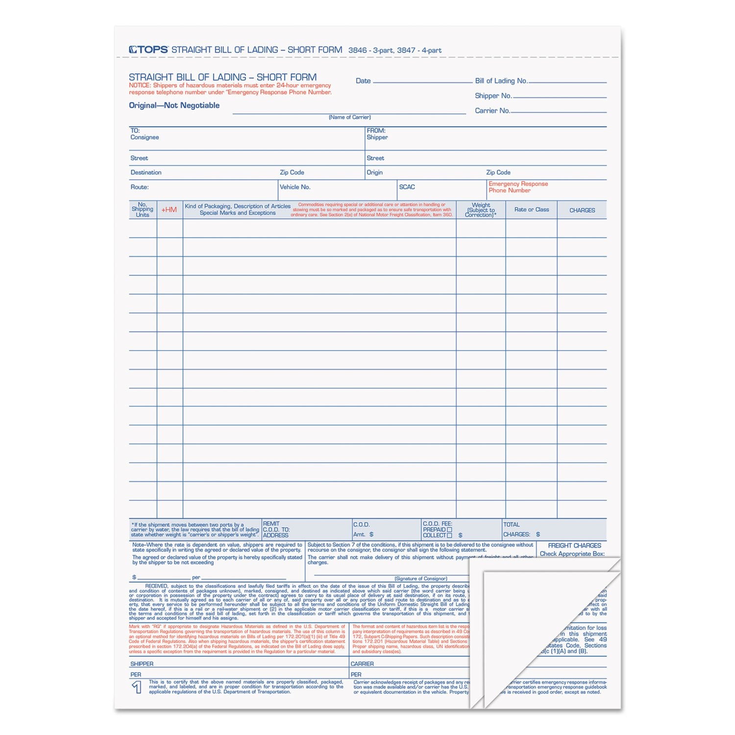 Top3846 - Tops Bill Of Lading