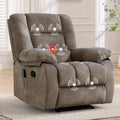 Anjhome Overstuffed Massage Recliner Chairs With Heat And Vibration, Soft Fabric Single Manual Reclining Chair For Living Room