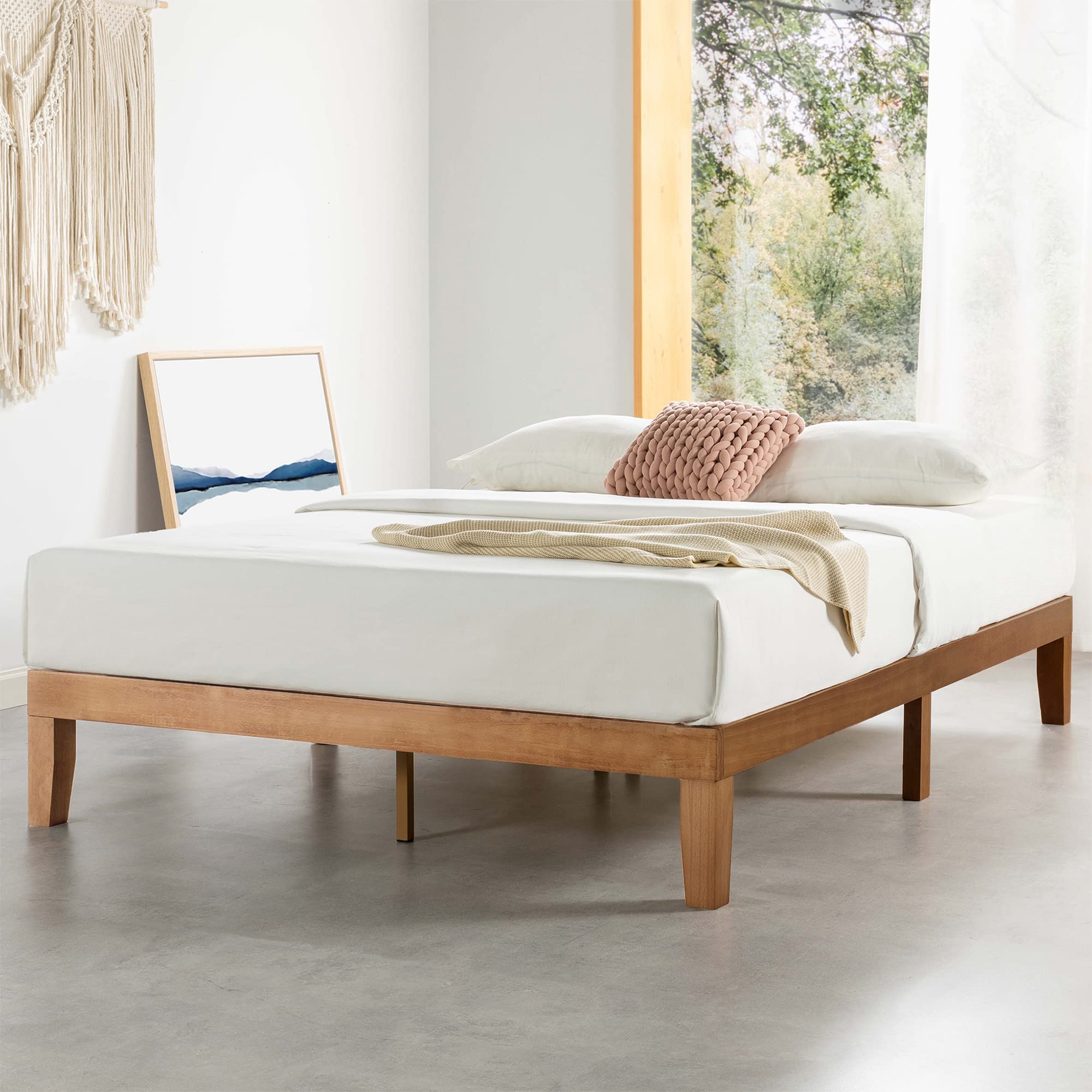 Mellow Naturalista Classic - 12 Inch Solid Wood Platform Bed with Wooden Slats, No Box Spring Needed, Easy Assembly, King, Natur