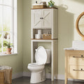 VASAGLE LIRY Collection - Over-The-Toilet Storage Cabinet, 23.6-Inch Wide Farmhouse Bathroom Organizer, with Barn Doors, Adjusta