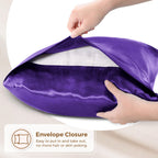 Satin Pillowcase 2 Pack - King Size (20''X40'', Purple) - Silky Pillow Cases For Hair And Skin - Satin Pillow Covers With Envelo