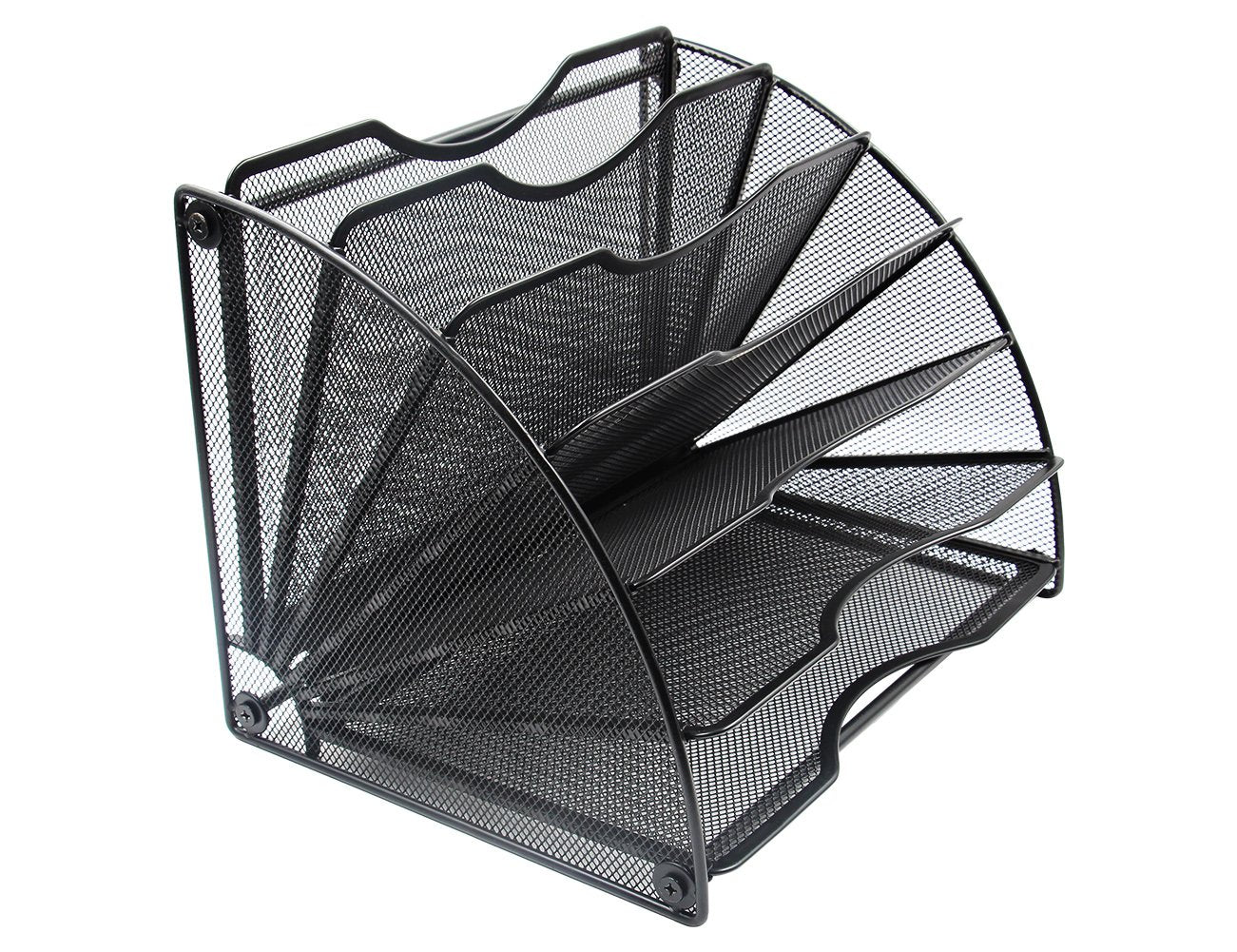 Easypag Mesh Desktop File Sorter Organizer 6 Slots Fanshaped Office Filing Paper Letter Tray Desk Document Magzine Rack,Black